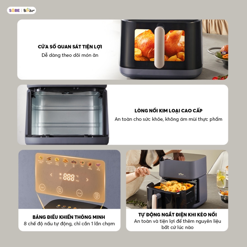 [SALE 20/10] Nồi chiên không dầu 6L Bear AF-5H19I45